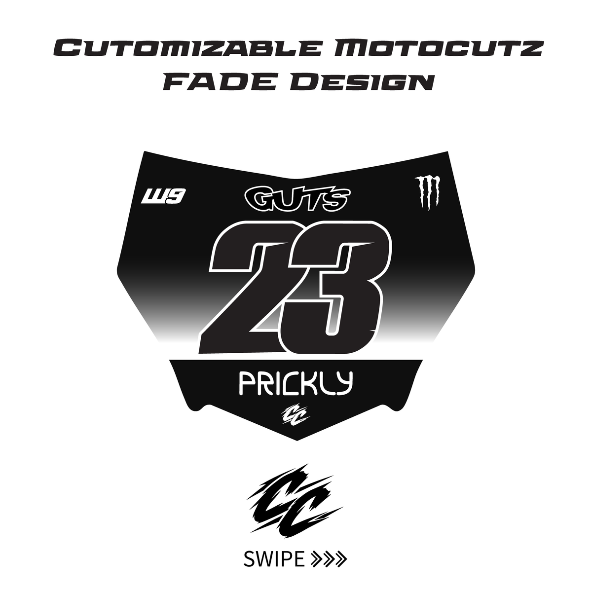 Customizable Motocutz FADE Number Plate Decal - Made to order (Copy)