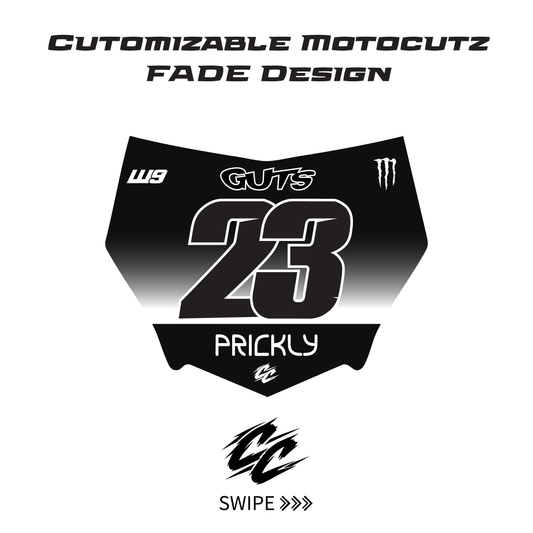Customizable Motocutz FADE Number Plate Decal - Made to order (Copy)