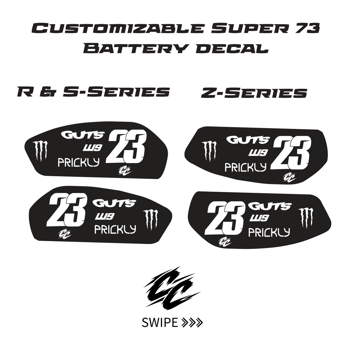 Customizable Super 73 Battery decal - Made to order