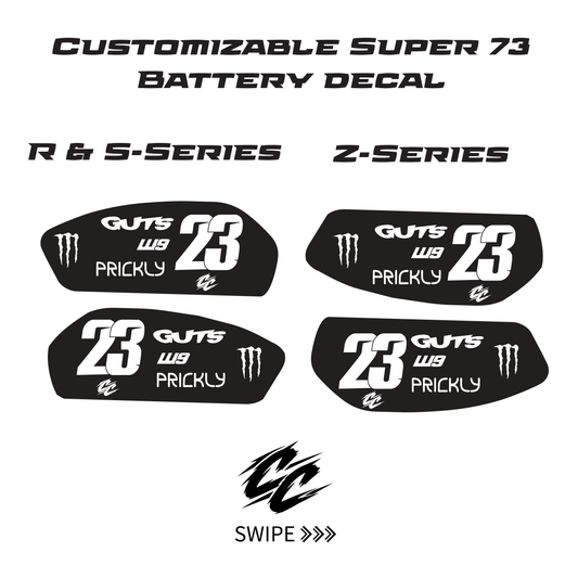 Customizable Super 73 Battery decal - Made to order