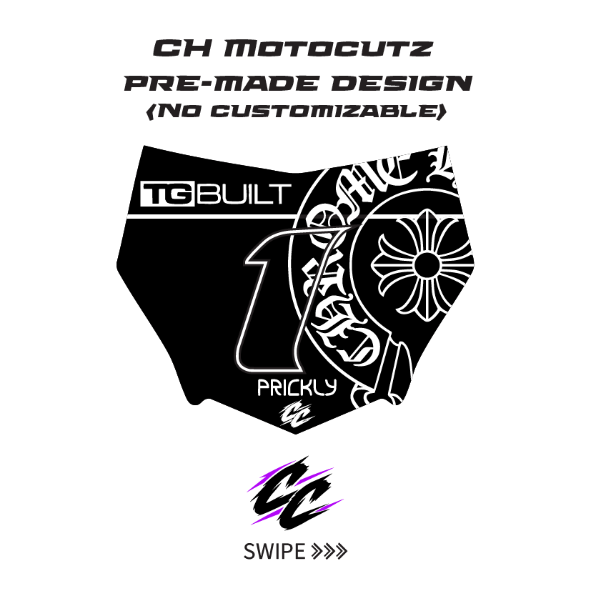 CH Motocutz pre-made front number plate sticker - Made to order