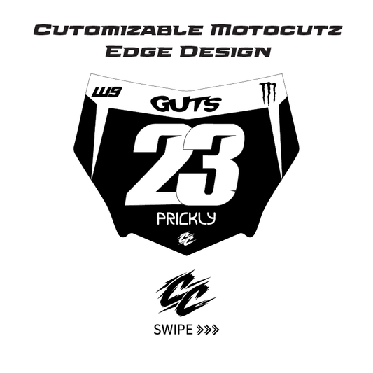 Customizable Motocutz Edge style front number plate sticker - Made to order