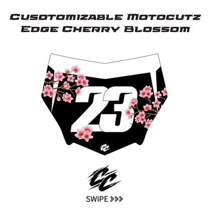 Customizable Motocutz Edge Cherry Blossom style front number plate sticker - Made to order