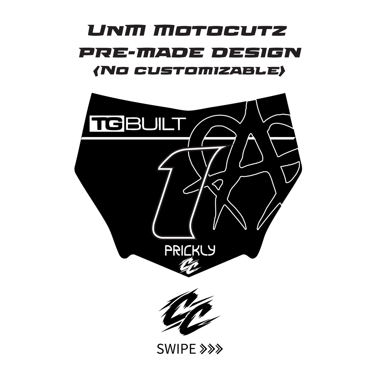 UnM Motocutz pre-made front number plate sticker - Made to order