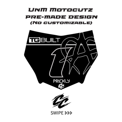 UnM Motocutz pre-made front number plate sticker - Made to order