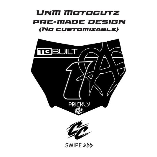 UnM Motocutz pre-made front number plate sticker - Made to order
